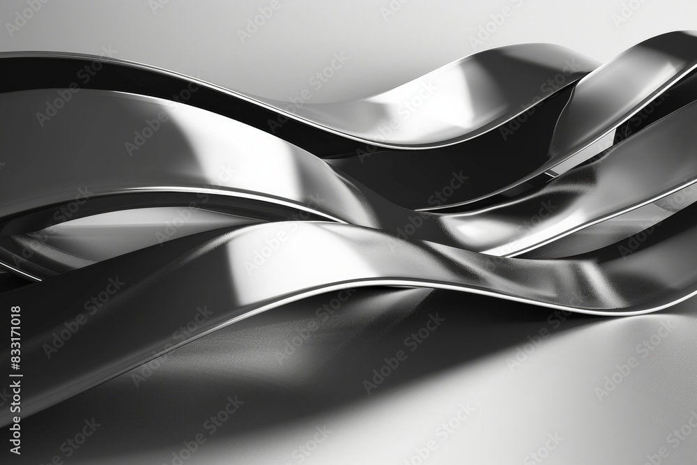 Poster 3d render of abstract background with dark and light silver lines
