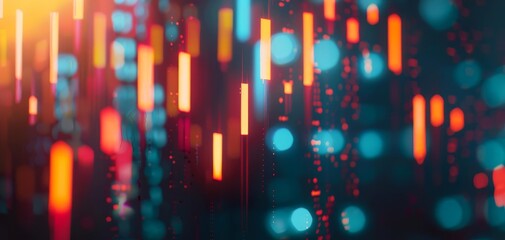 Stock market data chart with rising candlesticks