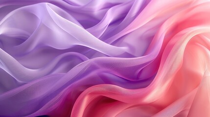 Obraz premium Soft Fabric Flow Abstract close-up of smooth, flowing lavender and pink fabric texture, creating a serene and elegant visual effect in soft waves, perfect for fashion or design projects