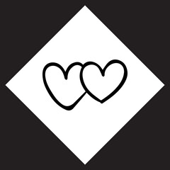 Heart icon vector. Love logo design. Heart vector icon illustration in rhombus isolated on black background