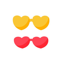 Red heart shape sunglasses. Retro valentine's sun glasses for kids. Vector illustration