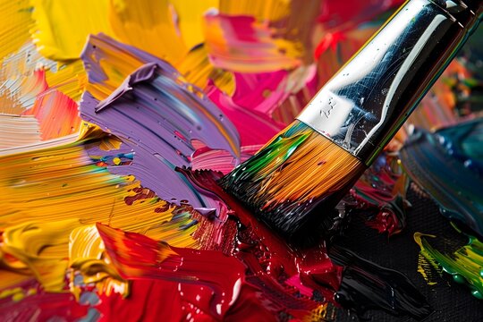 Vibrant Paintbrush Strokes with Colorful Paint