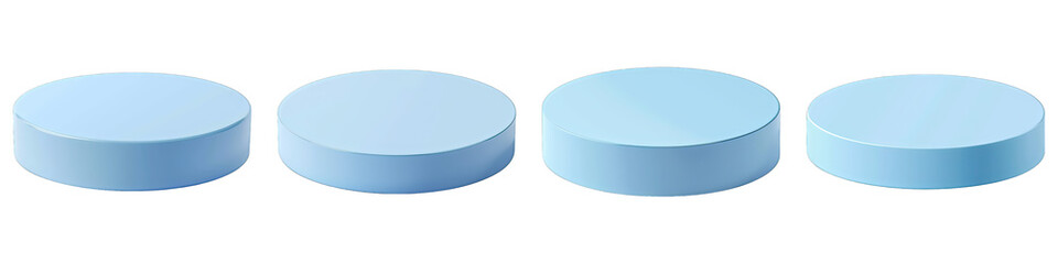 Set of Sky Blue Podium isolated on transparent png background collection set . Generative ai