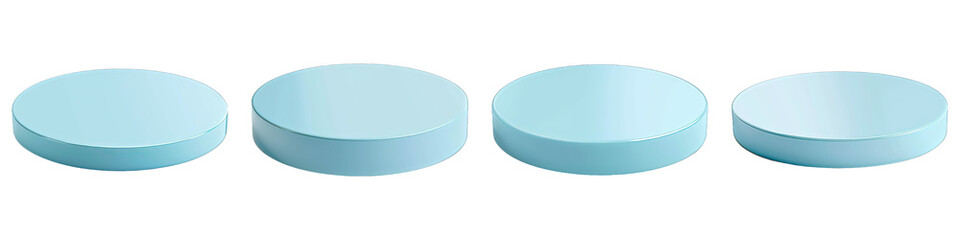 Set of Sky Blue Podium isolated on transparent png background collection set . Generative ai
