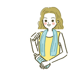 フィットネストレーニングのイラスト素材 トレーニング後の若い女性