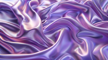 Fototapeta premium Lavender 3d render of dark and lavender silk displaying white iridescent holographic foil in style of lavender abstract background