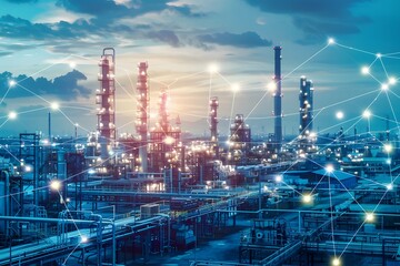 Illustration of Developing interconnected, flexible manufacturing systems that can adapt to changing production demands in real-time. Ai Generate.
