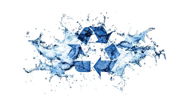 recycling water sign on white background