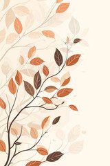 Fototapeta premium Autumn leaves and berries painted in watercolor form a charming frame around the background.