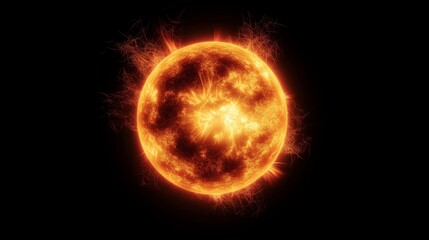 Star sun in the cosmic universe with a burst of solar energy and magnetic storms