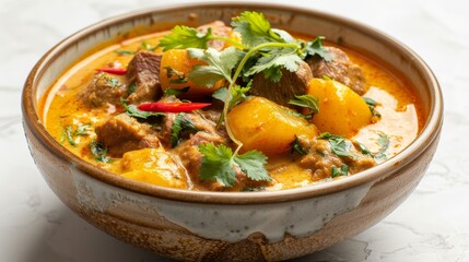 A bowl of food with meat and vegetables
