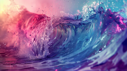 A wave of water that shimmers in a variety of rainbow colors. Its shape and intense colors make it look like something straight from a fairy tale land, attracting attention and arousing admiration.