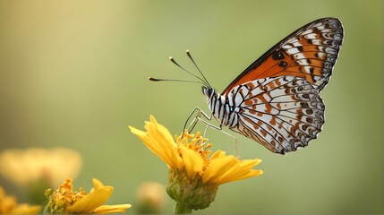 Obraz premium Monarch Butterfly on a Yellow Flower. Insect. Nature. Macro. Closeup. Summer. Colorful. 1
