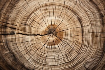 Old wooden oak tree cut surface. Rough organic texture of tree rings with close up of end grain
