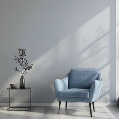 blue armchair in the room