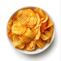 potato chips in a bowl  isolated on a white background