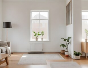 Fototapeta premium An empty loft livingroom penthouse NY,Madrid,London for Augmented reality mockup pattern frame