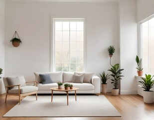 Fototapeta premium An empty loft livingroom penthouse NY,Madrid,London for Augmented reality mockup pattern frame