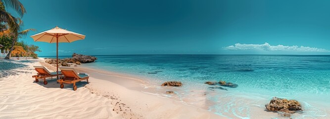 Leisure chair on the beach, tourism concept.
