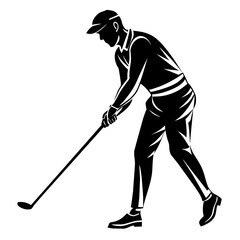 Man playing golf silhouette vector illustration 