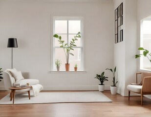 Fototapeta premium An empty loft livingroom penthouse NY,Madrid,London for Augmented reality mockup pattern frame