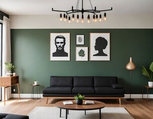 An empty loft livingroom penthouse NY,Madrid,London for Augmented reality mockup pattern frame
