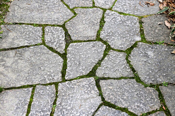 Stone block walk path in the park