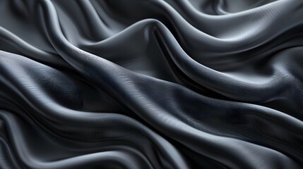 Obraz premium A close-up view of abstract black rippled texture with intricate details and a sleek, modern aesthetic.