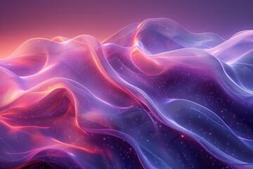 Obraz premium Abstract purple and pink flowing liquid background with light reflections.