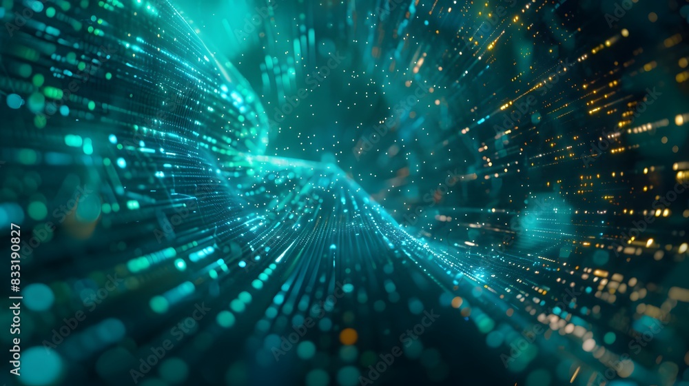 Poster abstract digital data flow with light trails
