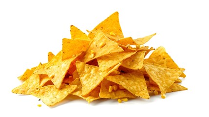 Fototapeta premium Heap of nachos corn chips isolated on white background