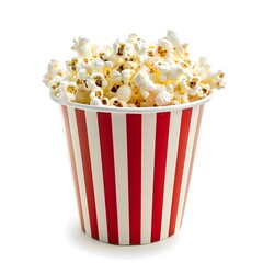 bucket of popcorn isolated on a white background