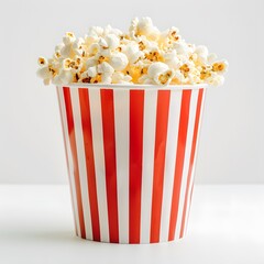 bucket of popcorn isolated on a white background