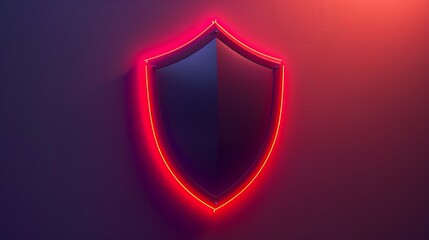 Fototapeta premium Glowing red neon shield. Protection concept. 3D rendering.