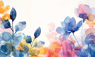 watercolor abstract flowers background