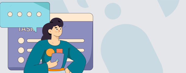 Flat vector illustration of business people operating work scene
