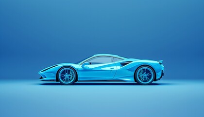 Sleek Blue Sports Car with Aerodynamic Features