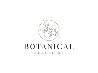 Fototapeta premium minimalist botanical logo vector illustration. beautiful floral logo template