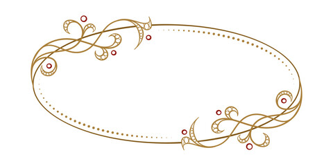 Vector horizontal oval frame with ivy leaves decoration