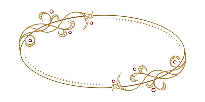 Vector horizontal oval frame with ivy leaves decoration