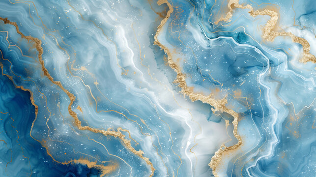 Abstract blue and golden nebula and space background