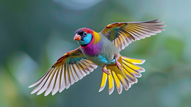 Gouldian finch flying