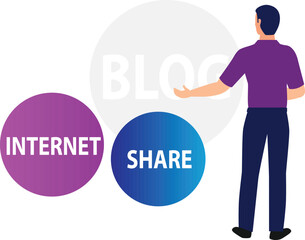 The boy is showing the blog.