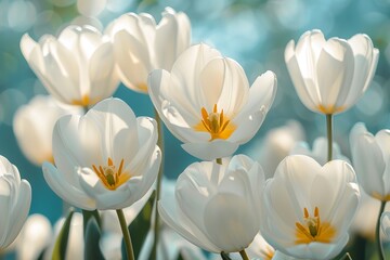 Obraz premium Serene White Tulips A Memorial Day Flower Display