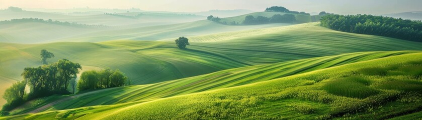 Obraz premium Green fields and rolling hills 