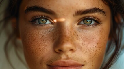 Fototapeta premium Generate an image of a fresh-faced beauty with smooth skin, her eyes bright and smile gentle