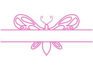 Hand Drawn Butterfly Frame Line Art
