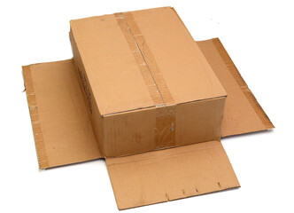 close up of a cardboard box on white background
