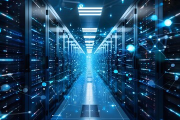 Fototapeta premium Illustration of Processing data at the edge of the network, closer to where it is generated, to reduce latency and improve real-time decision-making. Ai Generate.