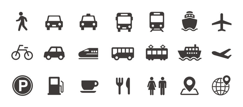Road Transport  Icon Set. Vector Illustration.